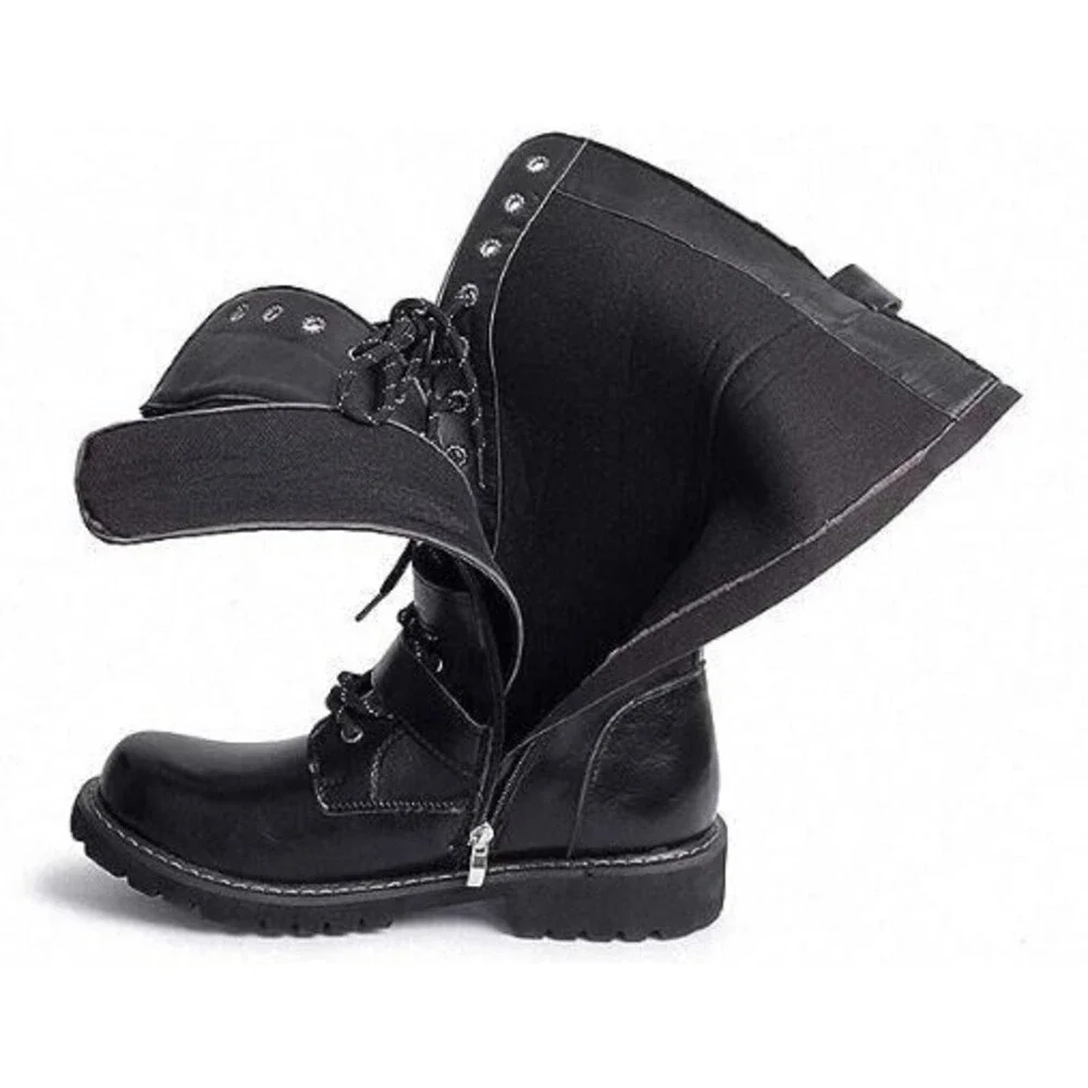 Tebapi Boots Black NWOB Leather Motorcycle Skull Waterproof Biker Size 41 US 8